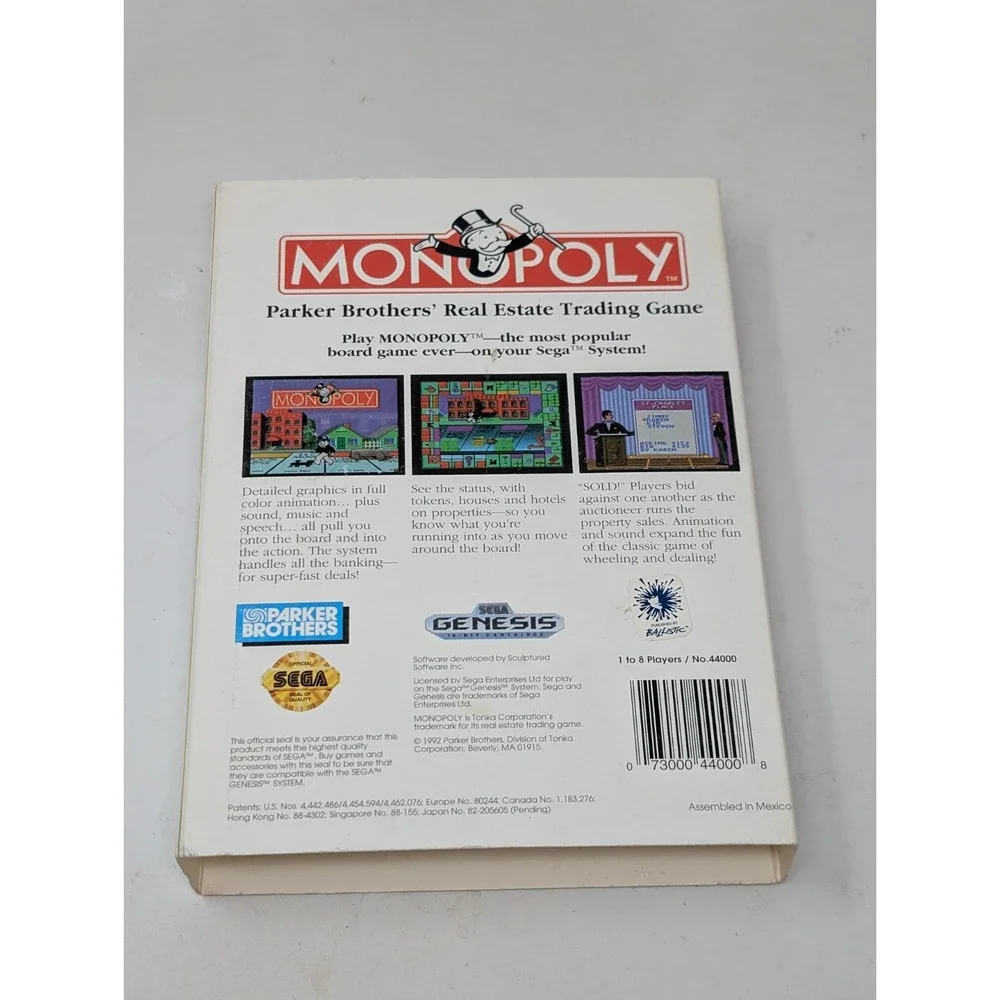 Sega Genesis Monopoly Game‎ Cardboard Box Good Condition VTG 90s
